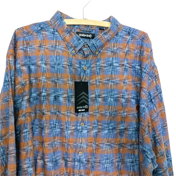 Solaris 3XB Outdoor Long-Sleeve Denim Nightshadow Plaid Shirt - Picture 2 of 11